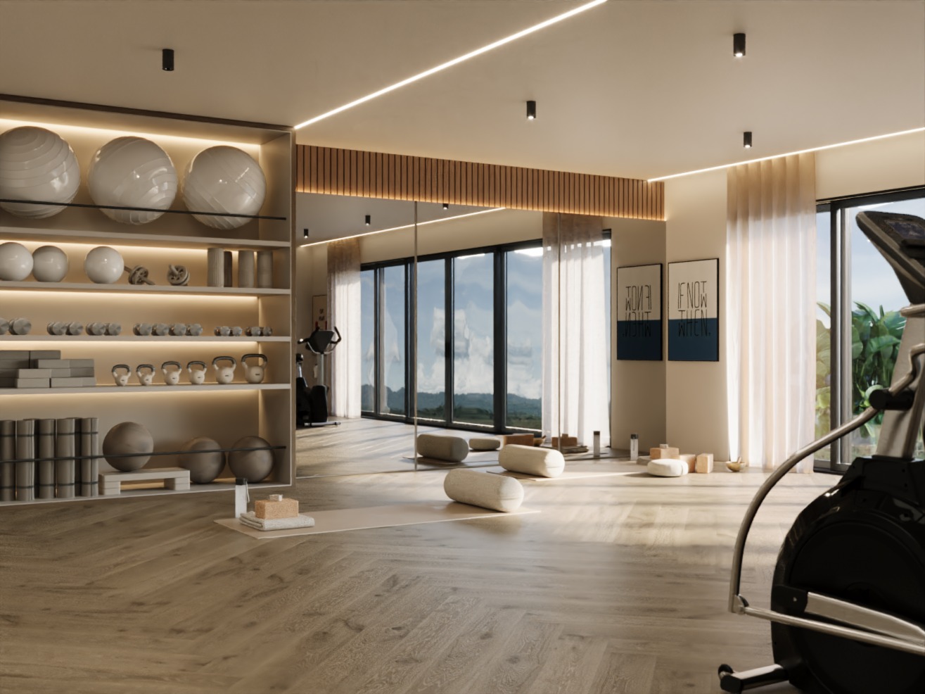 Photoreal wellness-studio visualization